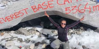 Faith Mwende at the Mt Everest base camp. She hopes to reach the summit in April.