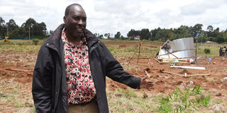 Phillip Kibor, son of the late Mzee Jackson Kibor speaking at a disputed parcel of land in Elgon View Estate, Eldoret