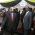 Former Prime Minister Raila Odinga (right) and former IEBC chairman Issack Hassan in Kibera 