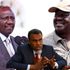 President William Ruto (left), Azimio leader Raila Odinga (right) and Director of Public Prosecutions Noordin Haji (centre).