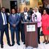 Azimio coalition team led by Azimio Negotiation team Chairperson Otiende Amollo (centre) addressing the press