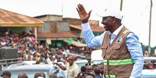 President William Ruto at Merigi Shopping Centre in Bomet County