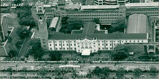 An aerial view of Nairobi's City Hall in 1970.