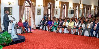President William Ruto during the Kenya Kwanza Parliamentary Group Meeting at State House, Nairobi