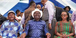Azimio leaders Kalonzo Musyoka, Raila Odinga and Martha Karua