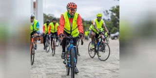 First Lady Mama Rachel Ruto cycles from State House to the UN complex for The United Nations Habitat Assembly