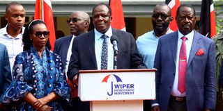 Azimio leaders Martha Karua, Wycliffe Oparanya, Raila Odinga
