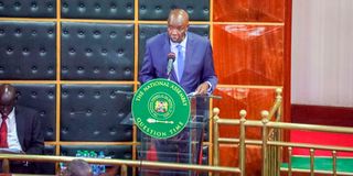 Education Cabinet Secretary Ezekiel Machogu fields questions on the floor of the Senate at Parliament Buildings in Nairobi