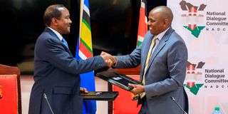 Kalonzo Musyoka and National Assembly Majority Leader Kimani Ichung’wa