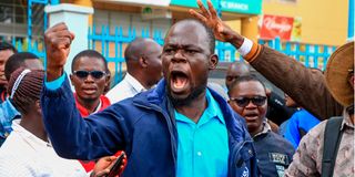 Angry teachers from different schools in North Eastern region protest
