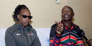 World Paralympic Champion, Nancy Chelangat, 25, together with her coach, Paul Kipkemoi Kemei,
