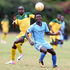 Mara Sugar forward James Olweny vies for the ball with Mathare United defender Tony Odhiambo 