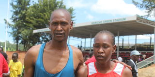 Nancy Chelangat (right) and her guide Geoffrey Rono
