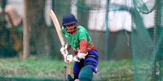 Kenya cricket team bowler Vishil Patel trains at Ruaraka Sports Club