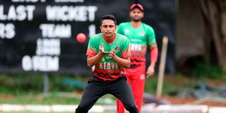 Kenya cricket team bowler Vishil Patel trains at Ruaraka Sports Club