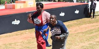 Women compete during the women’s 2km over 60 years category