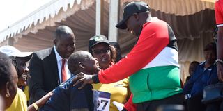 Deputy President Rigathi Gachagua congratulates Flora Chebet, 87