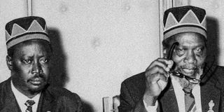 Jaramogi Oginga Odinga and president Jomo Kenyatta.