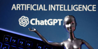 ChatGPT logo and AI Artificial Intelligence