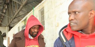 Elias Kiptum Maindi (middle), a retired athlete and coach Paul Kibet Simbolei