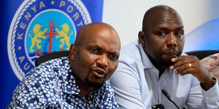 Trade Cabinet Secretary Moses Kuria addresses journalists while flanked by his Transport counterpart Kipchumba Murkomen