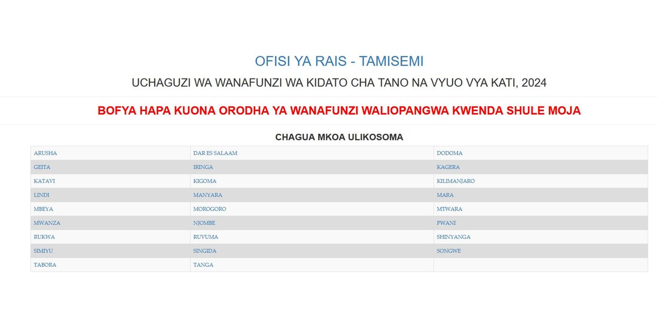 Haya hapa majina ya wanafunzi waliochaguliwa kujiunga kidato cha tano