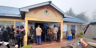 Shocked parents at Hillside Endarasha Academy in Kieni, Nyeri fire