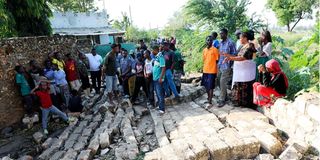 Collapsed wall