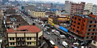 An aerial view of downtown Nairobi CBD.