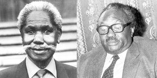 Former Narok North MP Justus Ole Tipis (left) and former Kinangop MP Robert Matano