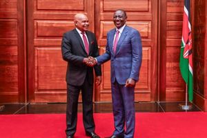 President William Ruto and Prof Makau Mutua. 