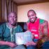 Prof Ngugi wa Thiong'o with activist Boniface Mwangi in the US