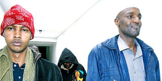 Mohammed Ismail Madey (right) Mr Abdi Elmoge Abdi kibaki lawyer Antony Nahashon Ngunjiri